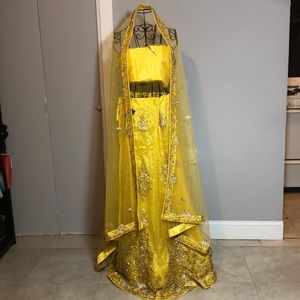 NWT Yellow Ethnic Wear Lengha Unstitched